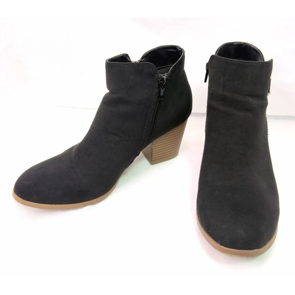 Style & Co Masrinaaf Ankle Booties Womens 8M Black Side Zip Block Heel Boot
